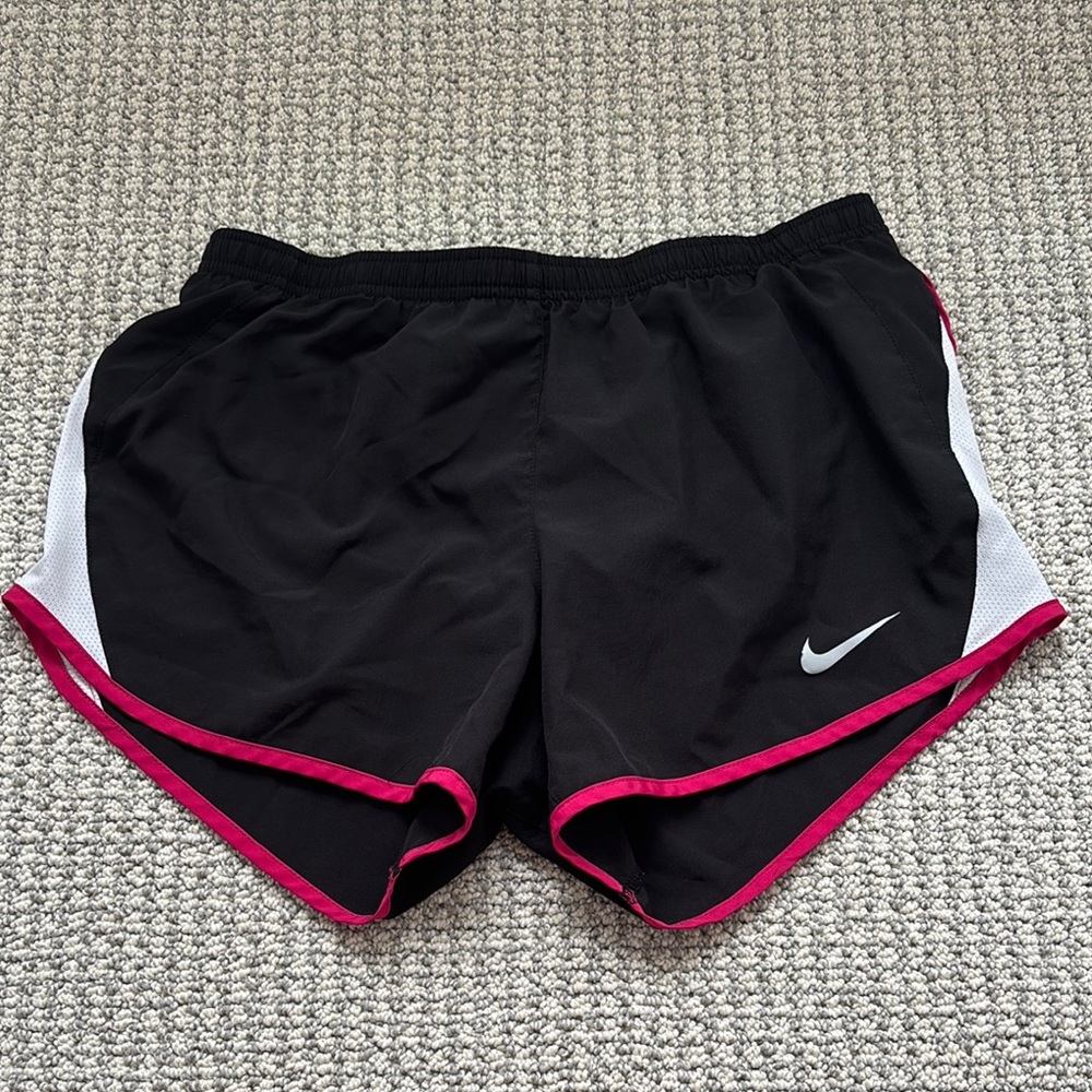 Nike Women's DRI-FIT Black and Pink Athletic Shorts